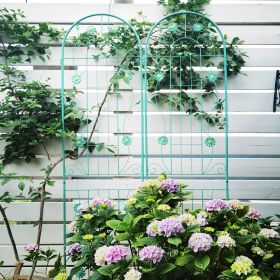 2 Pack Metal Garden Trellis 86.7" x 19.7" Rustproof Trellis for Climbing Plants Outdoor Flower Support Light Green