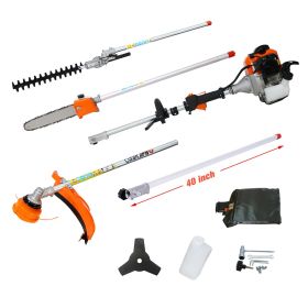 5 in 1 Multi-Functional Trimming Tool, 56CC 2-Cycle Garden Tool System with Gas Pole Saw, Hedge Trimmer, Grass Trimmer, and Brush Cutter EPA Comp