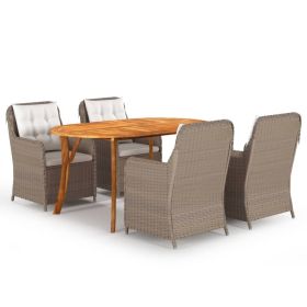 5 Piece Patio Dining Set Brown