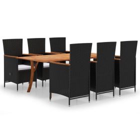 7 Piece Patio Dining Set Black