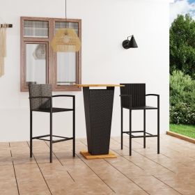 3 Piece Patio Bar Set Black