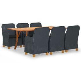 7 Piece Patio Dining Set Dark Gray