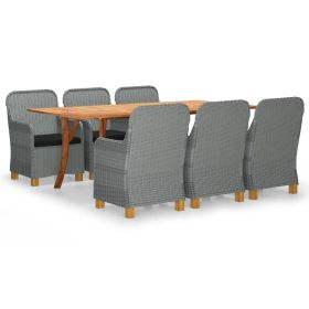 7 Piece Patio Dining Set Light Gray