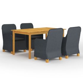 5 Piece Patio Dining Set Dark Gray (Color: Grey)