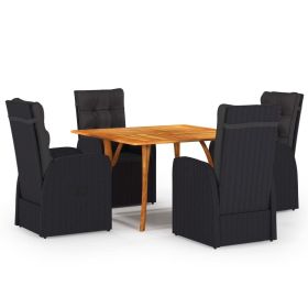 5 Piece Patio Dining Set Black (Color: Black)