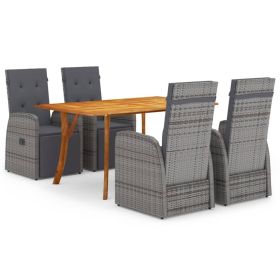 5 Piece Patio Dining Set Gray (Color: Grey)