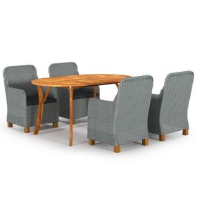 5 Piece Patio Dining Set Light Gray (Color: Grey)
