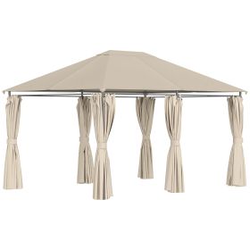 Outsunny 10' x 13' Outdoor Patio Gazebo Canopy Shelter with 6 Removable Sidewalls, & Steel Frame for Garden, Lawn, Backyard and Deck, Khaki (Color: as Pic)